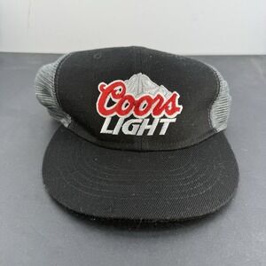 Coors Light Hat Snap Back Mesh Black And Gray Trucker Hat Embroidered
